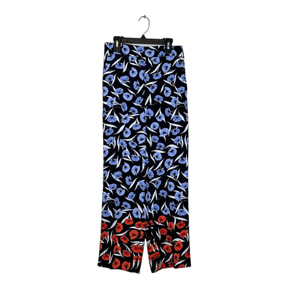 Ann Taylor black blue red floral side zipper pants size 00P - Picture 7 of 9